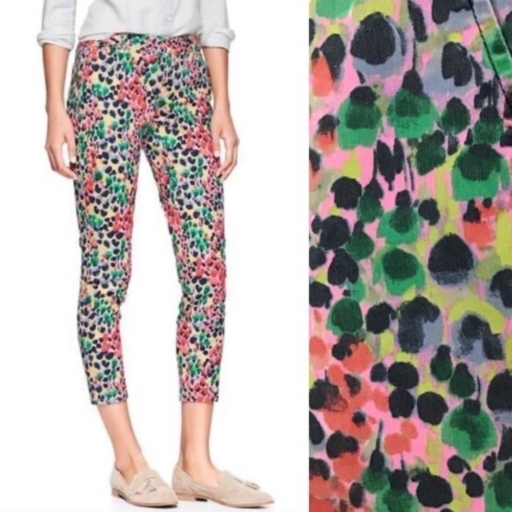 Gap Khakis Skinny Crop Pants Floral Print Size 0